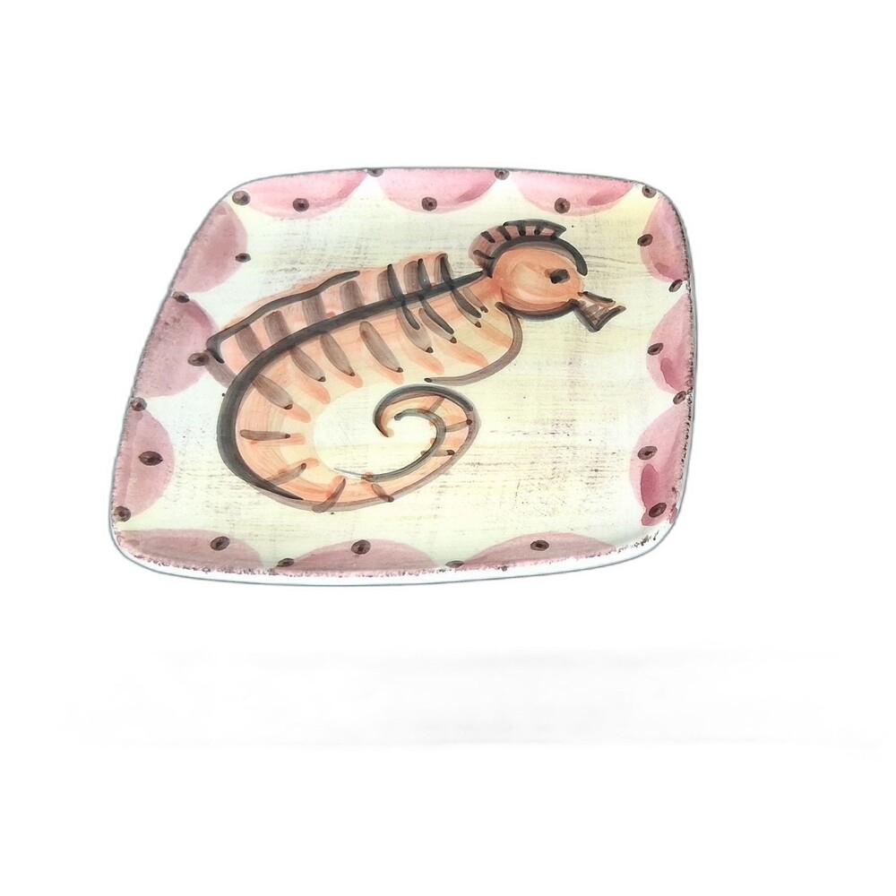 AMORA ITALY  Hand Painted Sea Horse Dish Beach Theme SERVING PLATE
